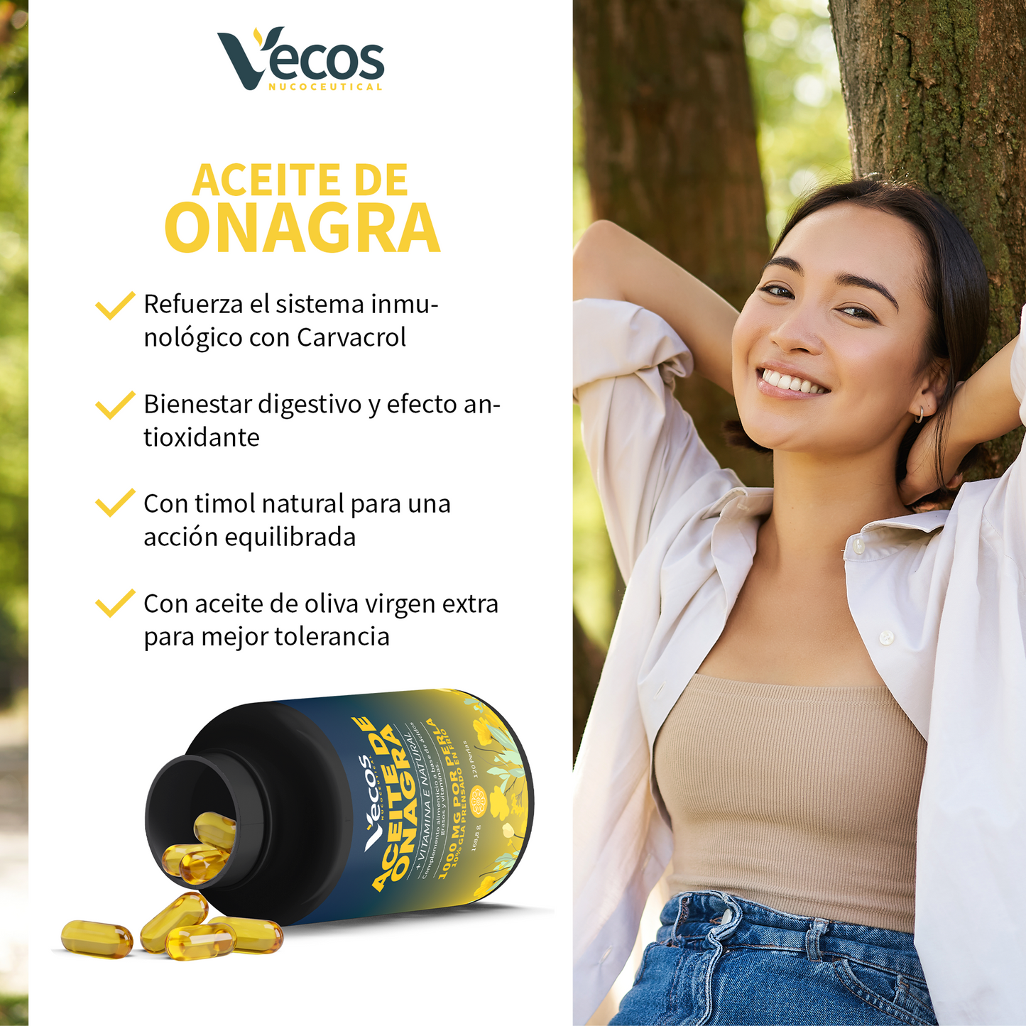 Aceite De Onagra 1000 Mg Vecos | Equilibrio Hormonal Femenino | Rico En Gla_3