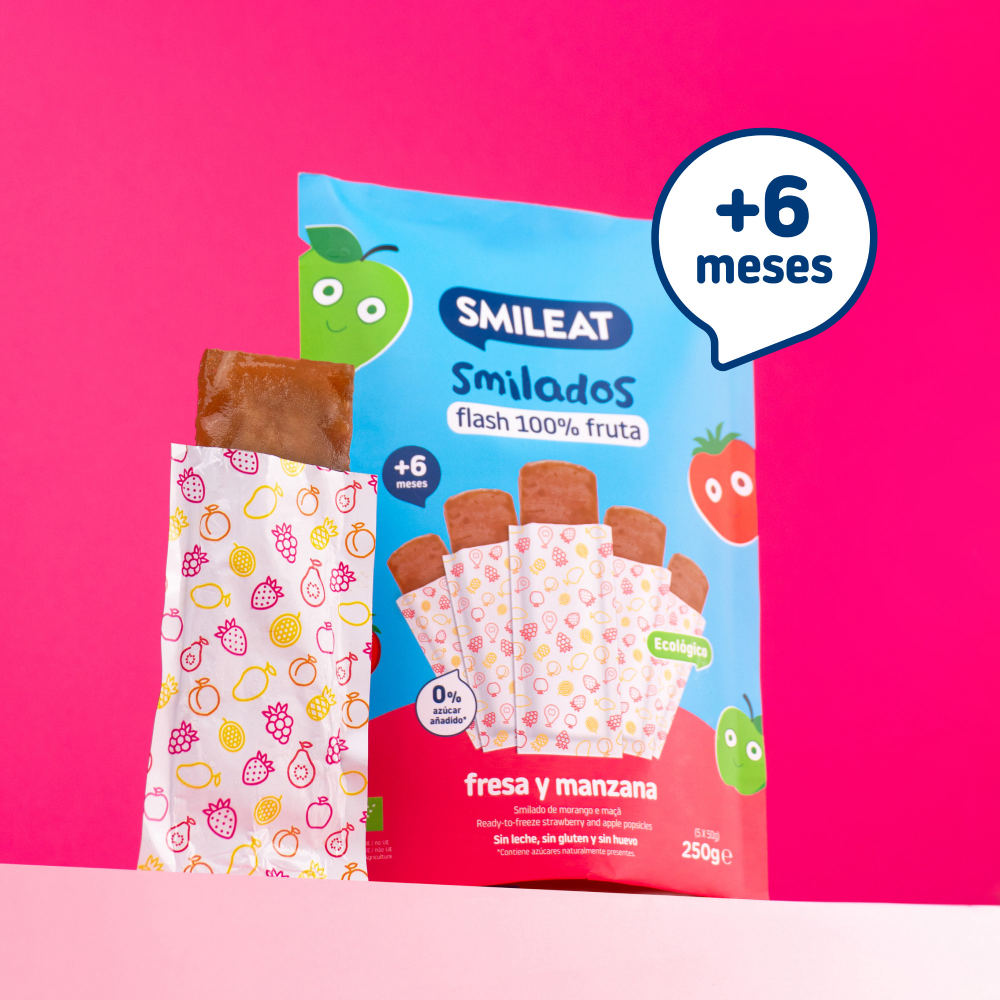Smilado de Fresa y Manzana ECO, helado flas infantil 100% fruta SMILEAT 250 g