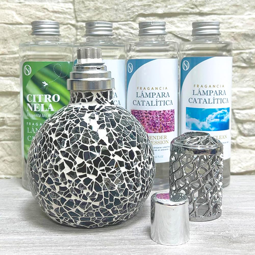 Lámpara Catalítica Mosaico Negro + Aroma Winter Citrus 200ml - Elimina Malos Olores, Impurezas Y Perfuma_5