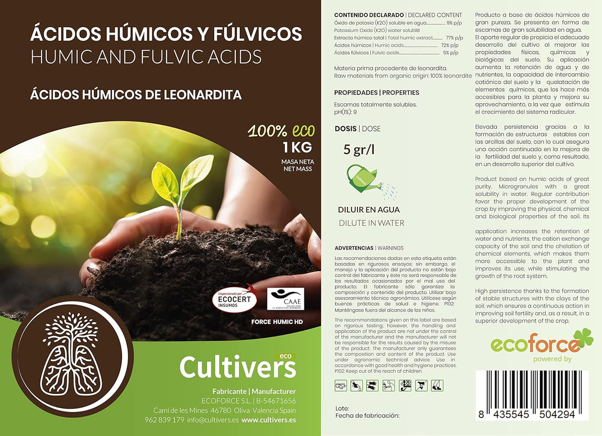 Cultivers Abono Universal Ácidos Húmicos Fúlvicos Y Potasio 1 Kg Ecológico 82% | Fertilizante Soluble Concentrado De…_4