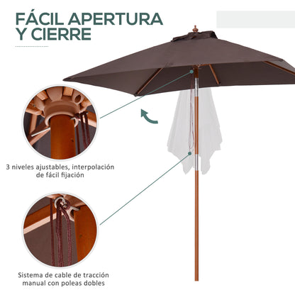 Outsunny Sombrilla Terraza Exterior 200x150 Cm Con Ángulo Ajustable Café_5