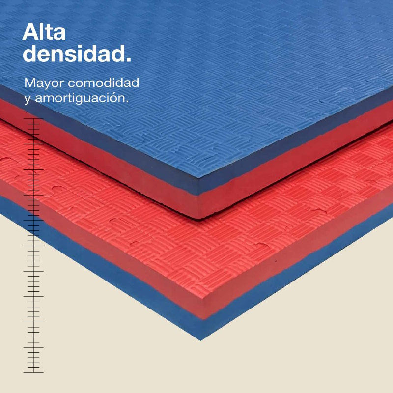 Tatami Puzzle 4cm 100x100cm – Superficie 5 Líneas Azul/rojo Jowy_1