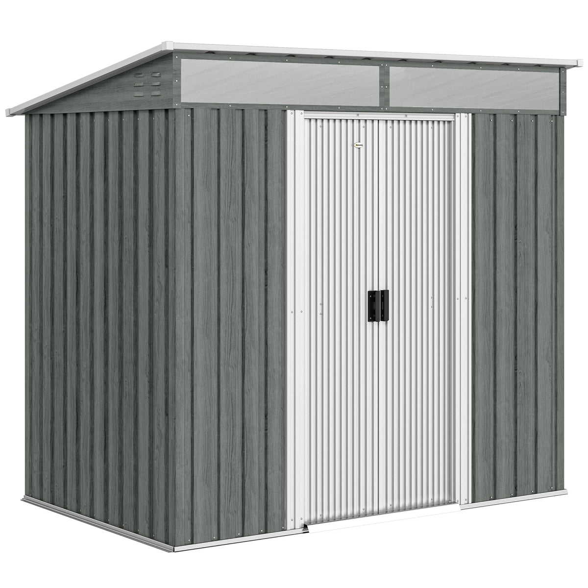 Outsunny Caseta De Jardín 2 M² 195x122x181,5 Cm Con Puerta Corredera Gris Claro_0