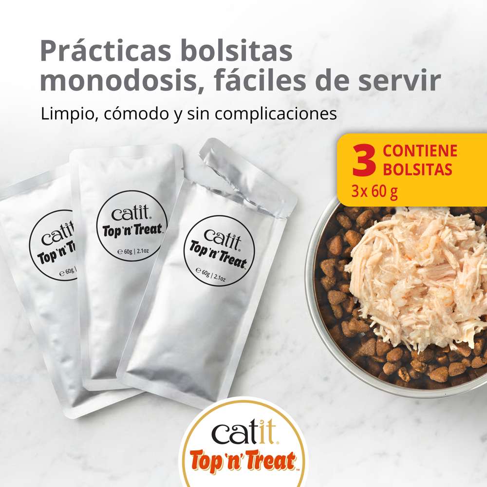 Catit Top 'N Treat, Pollo y Salmón, 3x60g