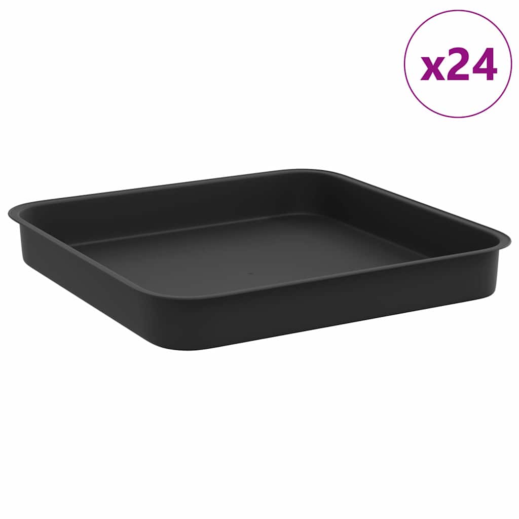 Bandeja Cuadrada Para Flores 24 Pcs Negro 15 X 15 X 2 Cm_0