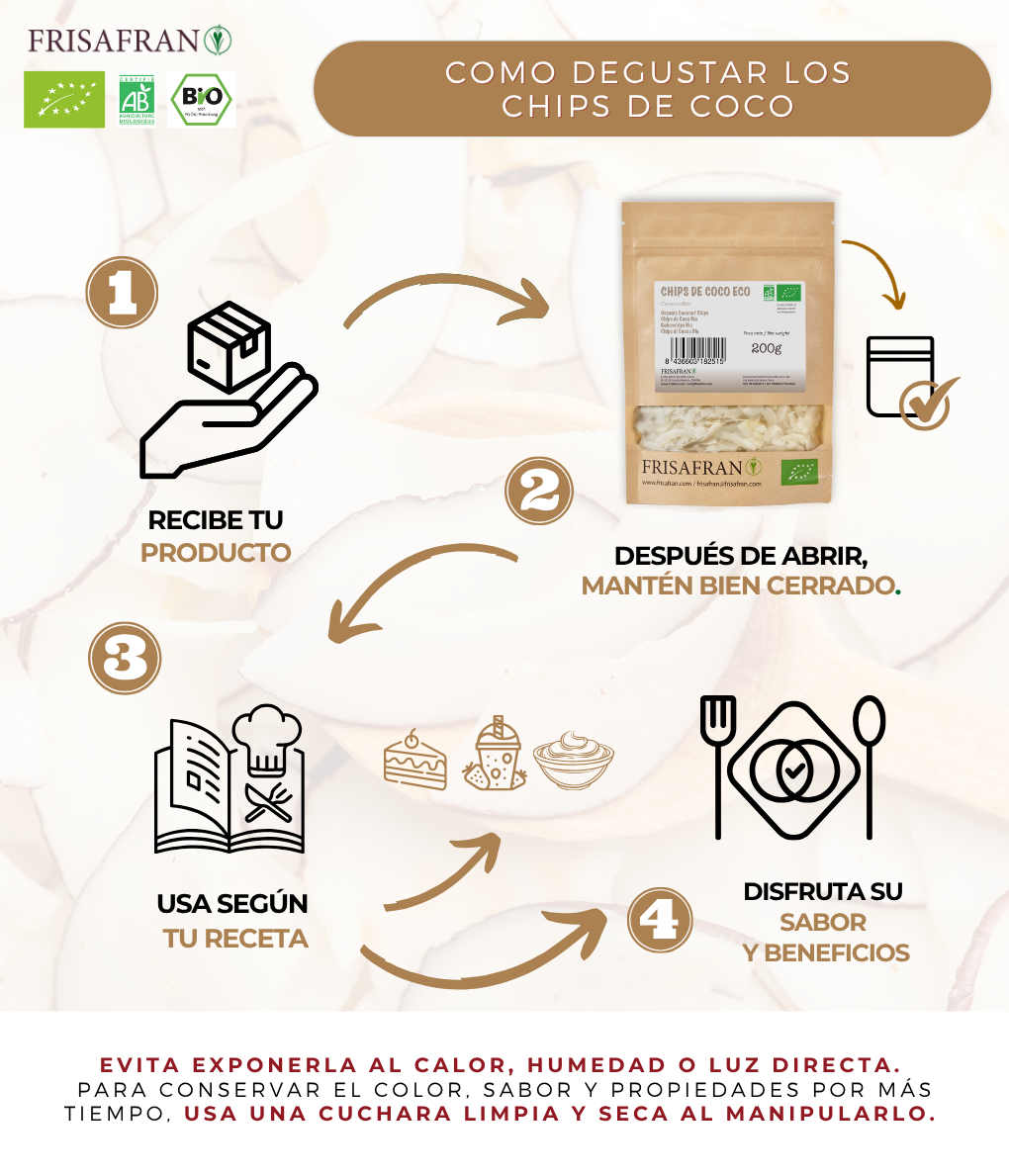 Chips De Coco Ecológicos | Deshidratados | Frisafran 500 G_2