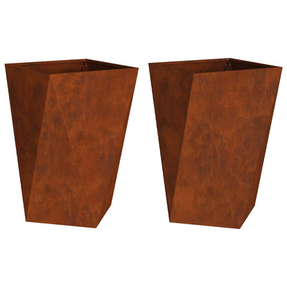 Jardinera 2 Pcs Oxidado 50 X 50 X 75 Cm Acero Autopatinable_0
