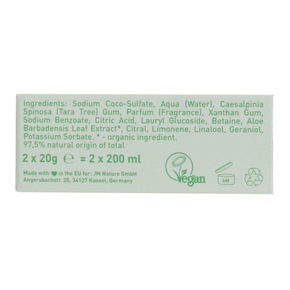 Champú Aloe Vera Ben &amp; Anna copos secos a diluir en agua 2x20g=400ml