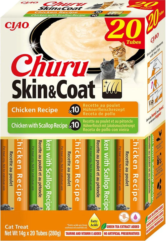 Variedades Skin and Coat de Pollo para Gatos Churu 20 x 14 g