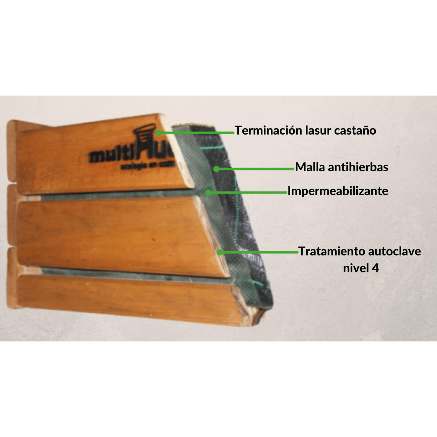 Vermicompostador de madera Frutero sencillo Multihuerto