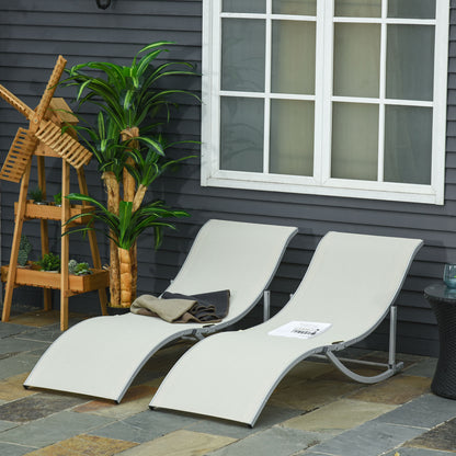 Outsunny 2 Tumbonas Plegables Forma De S Aluminio Texteline Para Terraza Crema_1