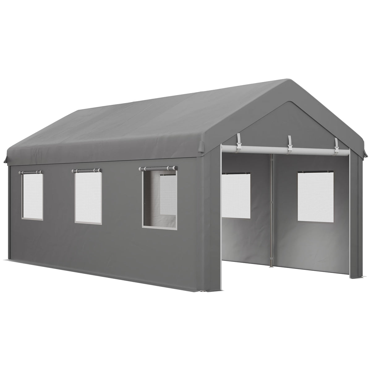 Carpa Para Garaje Outsunny Acero, Pe Gris Claro 600x295x278 Cm_0