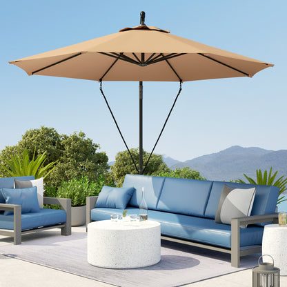 Outsunny Parasol Excéntrico Ø 290 Cm Con Base Cruzada Manivela Anti-uv 50+ Caqui_4