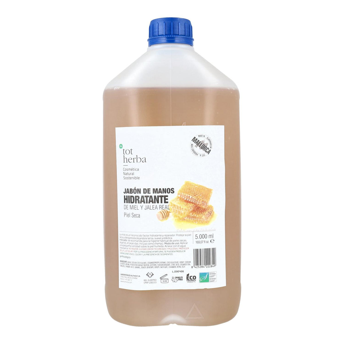 Jabon de manos de miel y jalea real 5 litros Tot Herba
