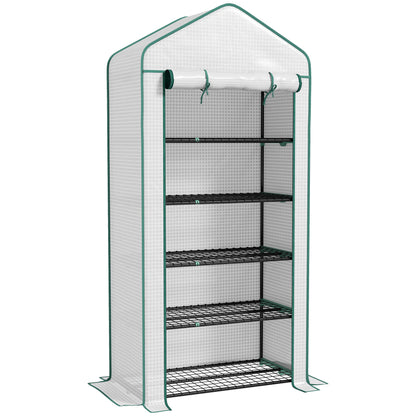 Outsunny Invernadero De Jardín De 5 Niveles Diseño Ensanchado 90x49x193cm Blanco_0