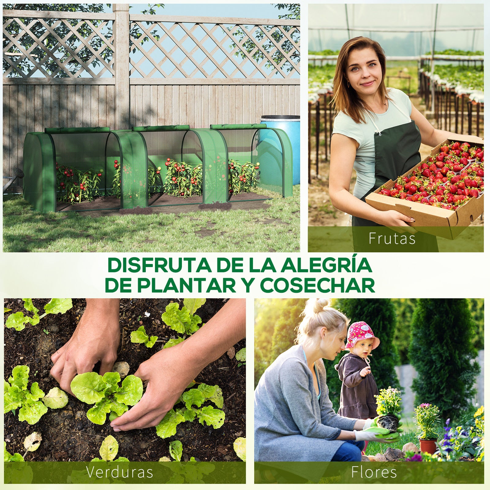 Outsunny Mini Invernadero 295x100x80 Cm Para Jardín Cultivo De Plantas Verde_5