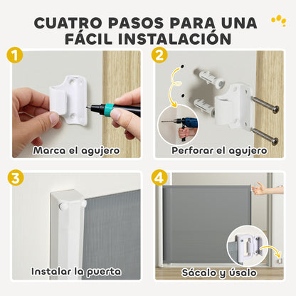 Pawhut Barrera Seguridad Para Perros Para Escaleras Y Puertas 5,5-115x5,5x82,5cm_5
