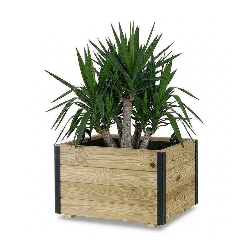 Jardinera Exterior De Madera Con Refuerzo De Aluminio Pun Al Hortalia 60x60x40 Cm_0