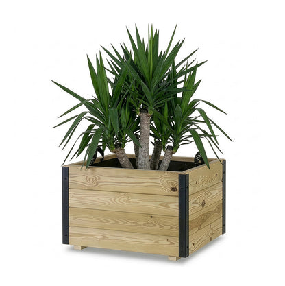 Jardinera Exterior De Madera Con Refuerzo De Aluminio Pun Al Hortalia 60x60x40 Cm_0