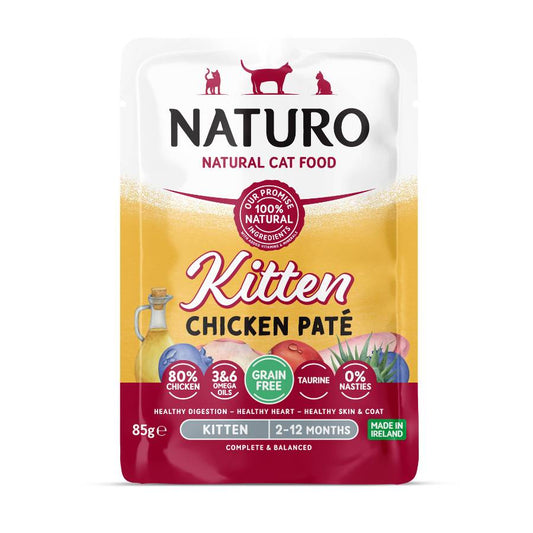 Naturo Gato Kitten Pate De Pollo 85g X 12 Sobres De Comida Humeda_0