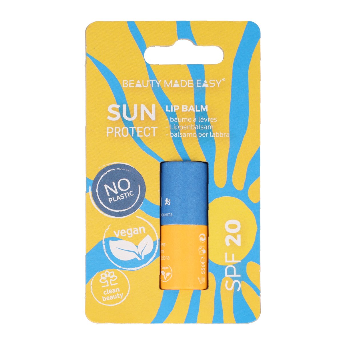 Bálsamo labial solar Beauty Made Easy FPS 20, 5,5 g