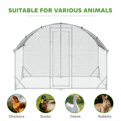 Pawhut Gallinero Para Exterior Grande De Acero Galvanizado 280x190x197 Cm Plata_3