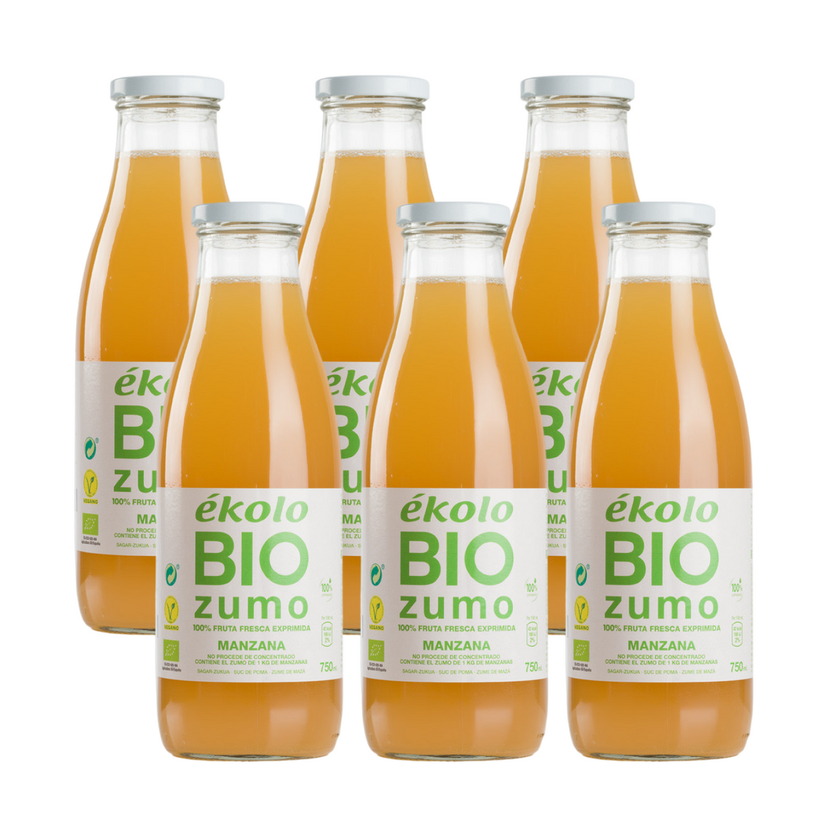 Pack 6x zumos De Manzana Bio 100% exprimido Ékolo 750 ml