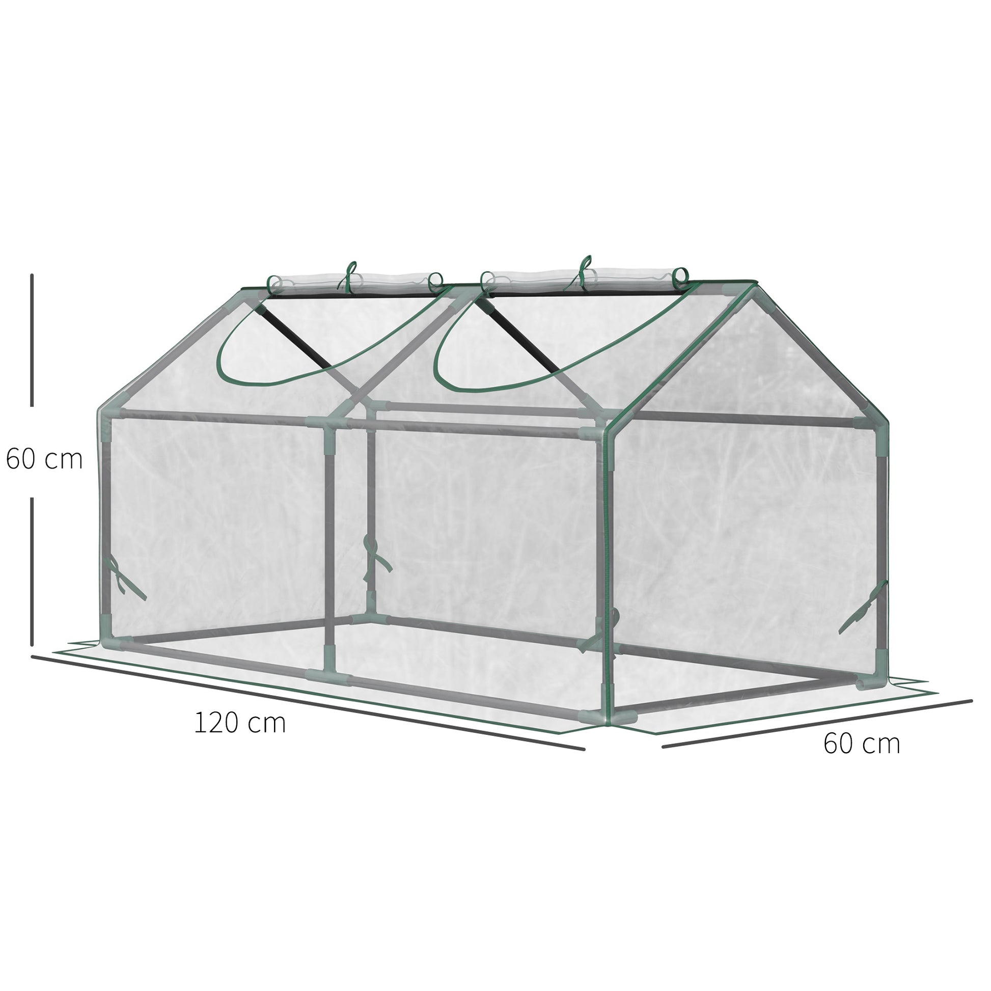 Outsunny Invernadero De Terraza 120x60x60 Cm Acero Con 2 Ventanas Transparente_2
