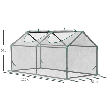 Outsunny Invernadero De Terraza 120x60x60 Cm Acero Con 2 Ventanas Transparente_2