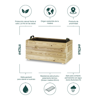 Jardinera Rectangular De Madera Tratada Para Exterior Ghio Hortalia 80x40x40 Cm_4