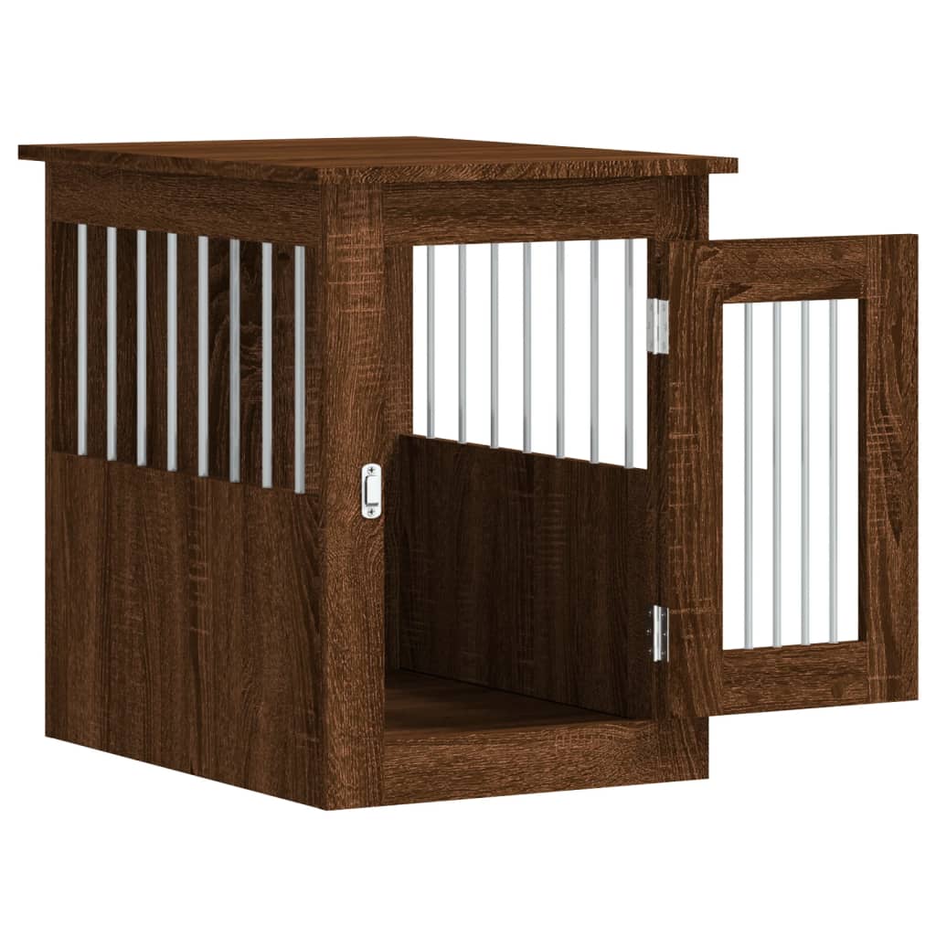Jaula Para Perros Madera De Ingeniería Roble Marrón 45x62x59 Cm_5