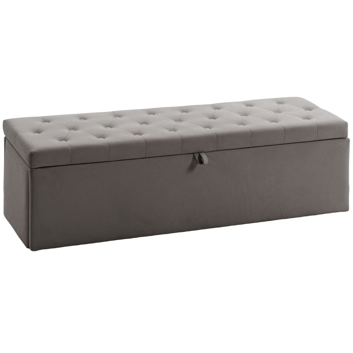 Banco De Almacenaje Homcom Terciopelo Gris 137x41x42 Cm_0