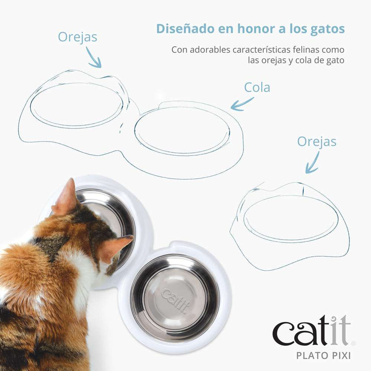 Comedero Doble para Gatos Blanco Catit PIXI