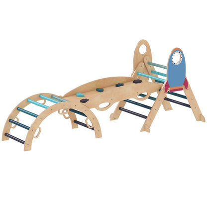 Aiyaplay 8 En 1 Triángulo De Escalada Montessori Con Arco Y Rampa Azul_0