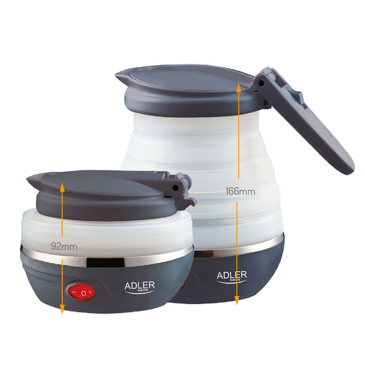 Adler Hervidor Agua Eléctrico Plegable, 0,6l, Silicona Sin Bpa, Resistencia Oculta, Apagado Automátic, Ad1279, Blanco_0