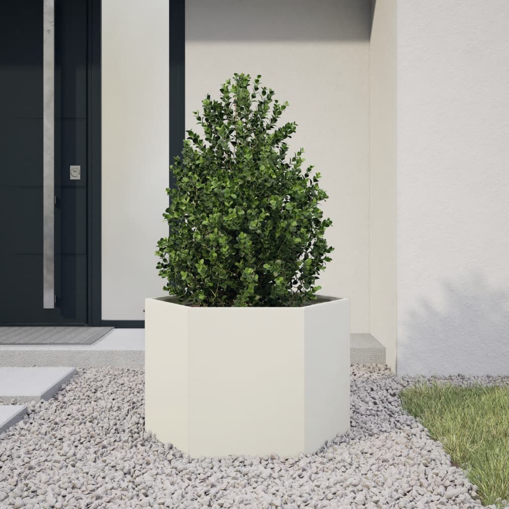 Jardinera Hexagonal Acero Blanco 69x60x45 Cm_1