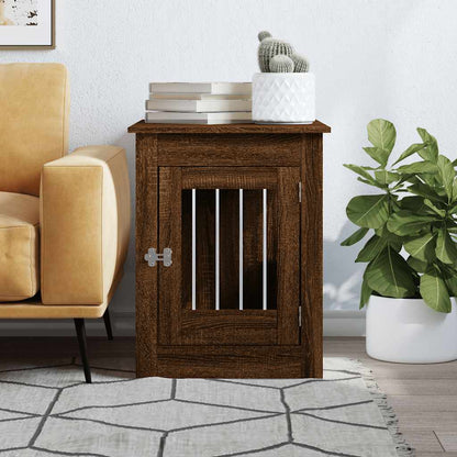 Jaula Para Perros Madera De Ingeniería Roble Marrón 55x80x68 Cm_2
