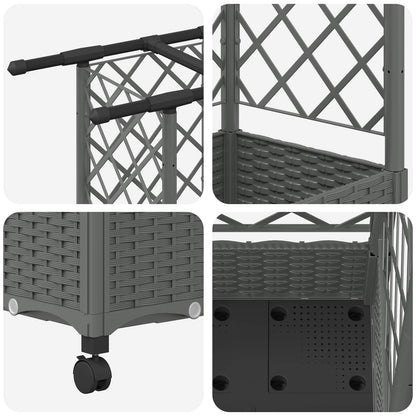 Cama Elevada Con Trellis Y Techo Gris Claro 202,5 X 40 X 127 Cm_5