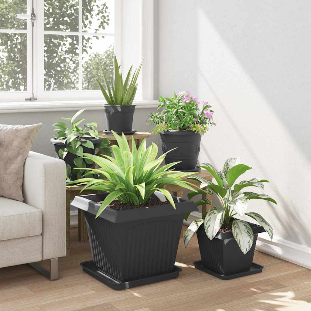 Macetas 24 Pcs Negro 43 X 43 X 33,5 Cm Plástico_3