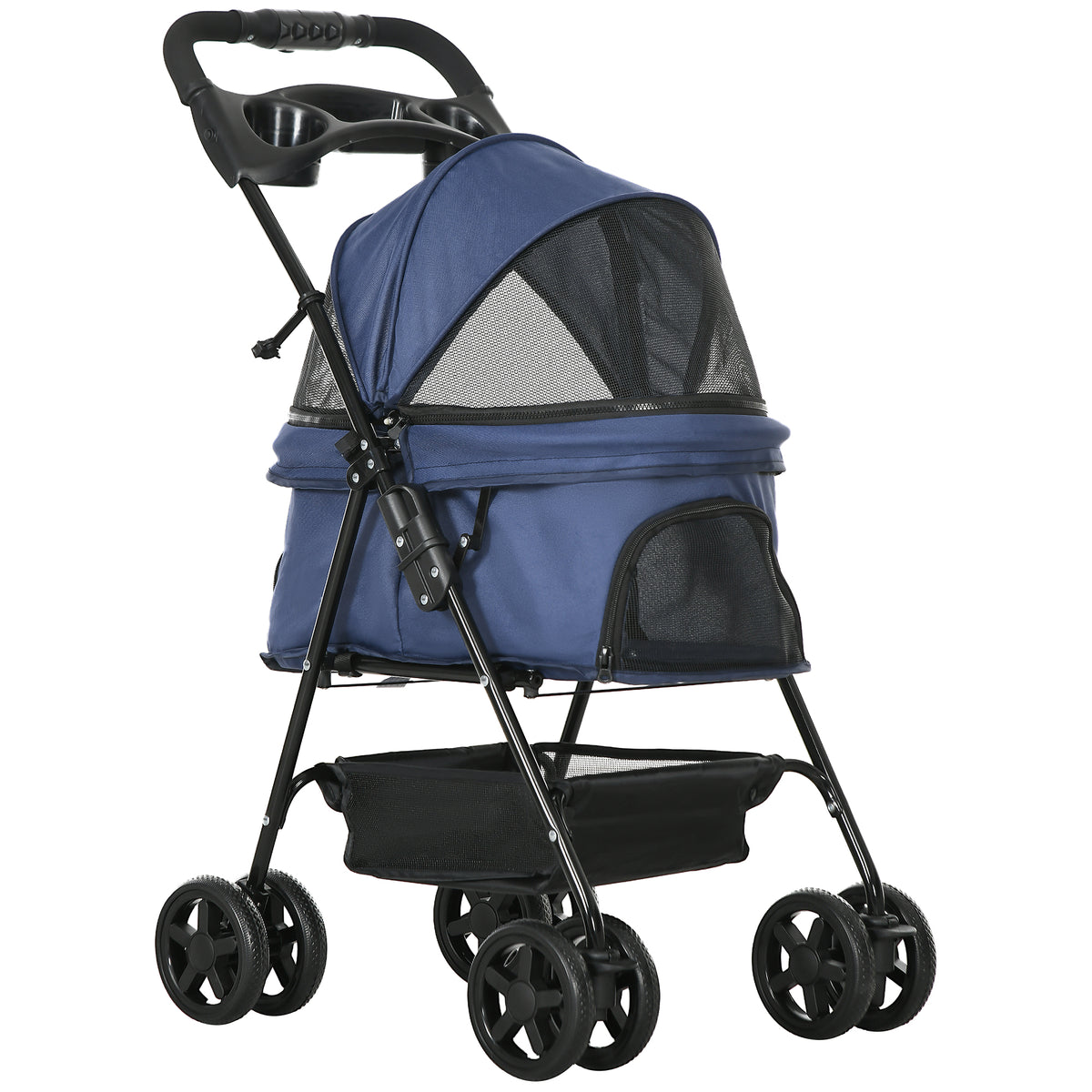 Pawhut Cochecito Para Perros Plegable Con Ruedas Universales 67x45x96 Cm Azul_1
