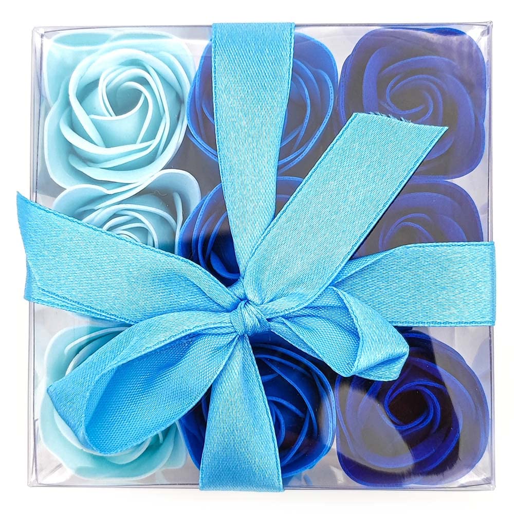 Pack 20 Cajas 9 Rosas De Jabón (azul) - Flores Con Pétalos De Jabón Perfumados - Regalo Original Para Días Especiales_2