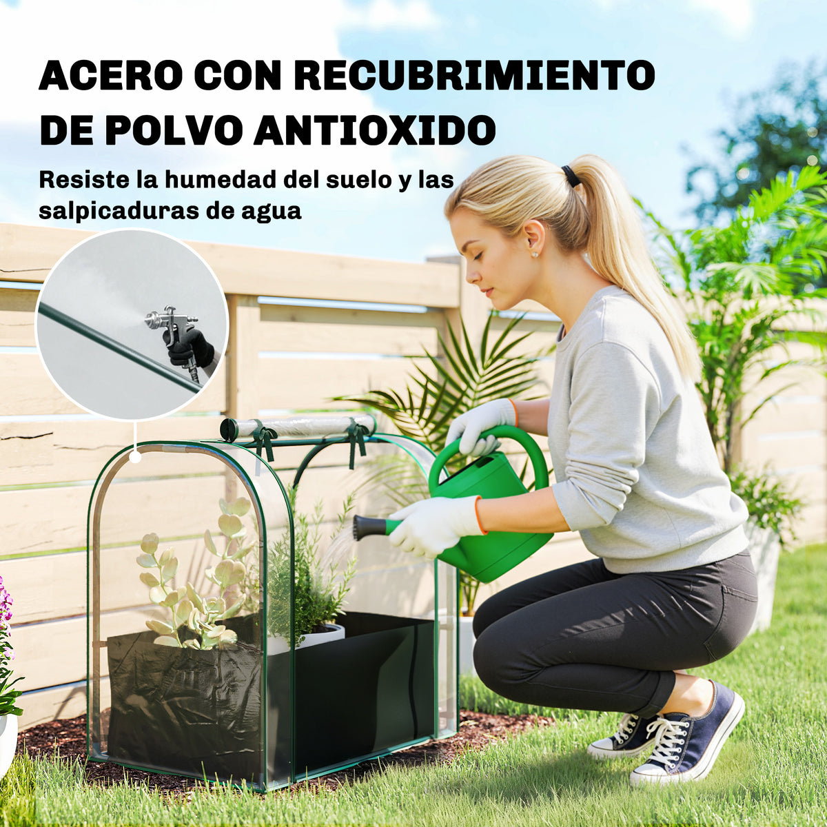 Invernadero Pequeño Outsunny Acero, Plástico Verde Oscuro 68x50x70 Cm_5