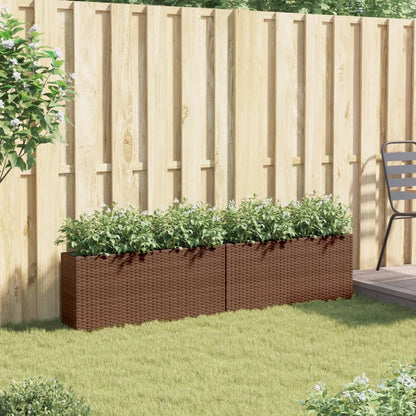 Jardineras Con 2 Maceteros 2 Uds Ratán Pe Marrón 90x20x40 Cm_2