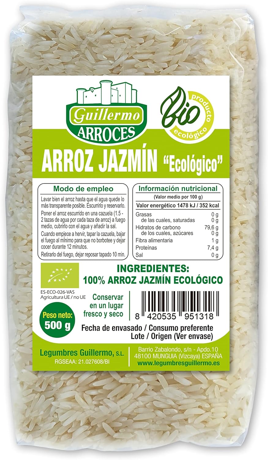 Arroz Jazmín Blanco Bio - 500 G_0