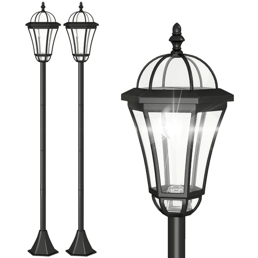 Faroles De Jardín Outsunny Abs Negro 18,5x18,5x129 Cm_0