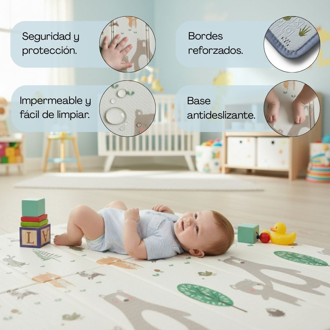 Bathby | Alfombra Plegable Para Bebé 200 × 180 Cm, Reversible Animales/invierno_4