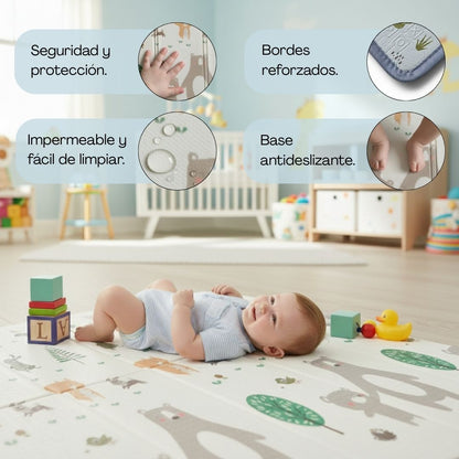 Bathby | Alfombra Plegable Para Bebé 200 × 180 Cm, Reversible Animales/invierno_4