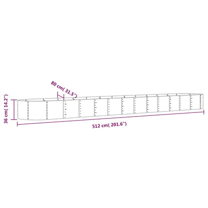 Jardinera Arriate Acero Galvanizado Gris 512x80x36 Cm_5