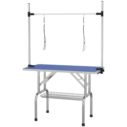 Mesa De Peluquería Para Mascotas Pawhut Azul 107x60x170 Cm_0