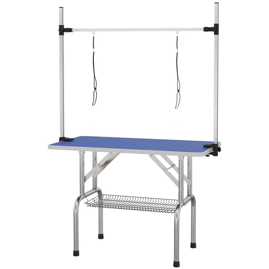 Mesa De Peluquería Para Mascotas Pawhut Azul 107x60x170 Cm_0